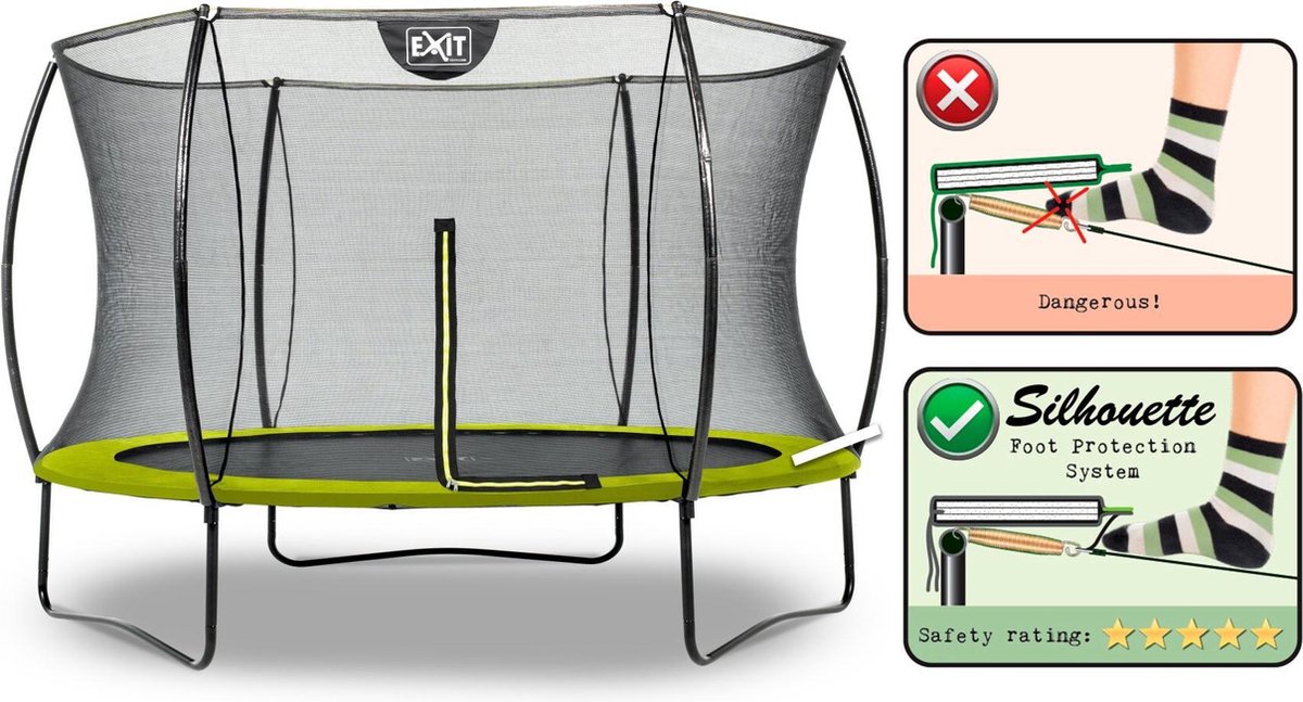 EXIT Silhouette Trampoline ø305cm - Op Poten - Rond - Trampoline Buiten - Voor Kinderen - Groen — afbeelding 12