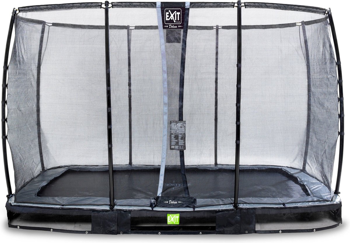 EXIT Elegant Premium inground trampoline 244x427cm met Deluxe veiligheidsnet - zwart