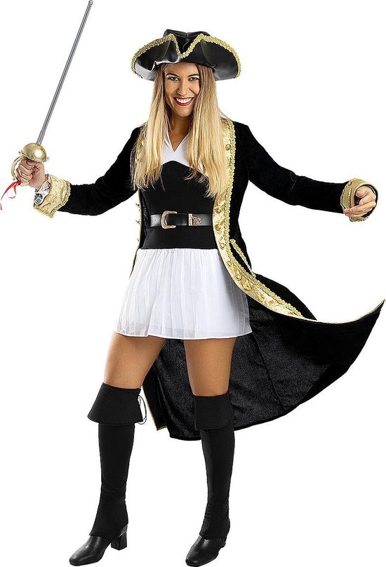 Funidelia | Deluxe Piraten kostuum Koloniale Collectie voor vrouwen - Zeerover, Boekanier - Kostuum voor Volwassenen Accessoire verkleedkleding en rekwisieten voor Halloween, carnaval & feesten - Maat M - Zwart
