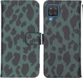 iMoshion Design Softcase Book Case Samsung Galaxy A12 hoesje - Green Leopard