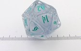PolyHero D20 Orb - Ethereal Ice & Burning Blue