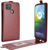 Motorola Moto G9 Power Hoesje Verticale Flip Case Crazy Horse Bruin