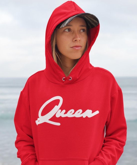 King / Queen Hoodie Red (Queen - Maat XXL) | Koppel Cadeau | Valentijn Cadeautje voor hem & haar - B&C Collection