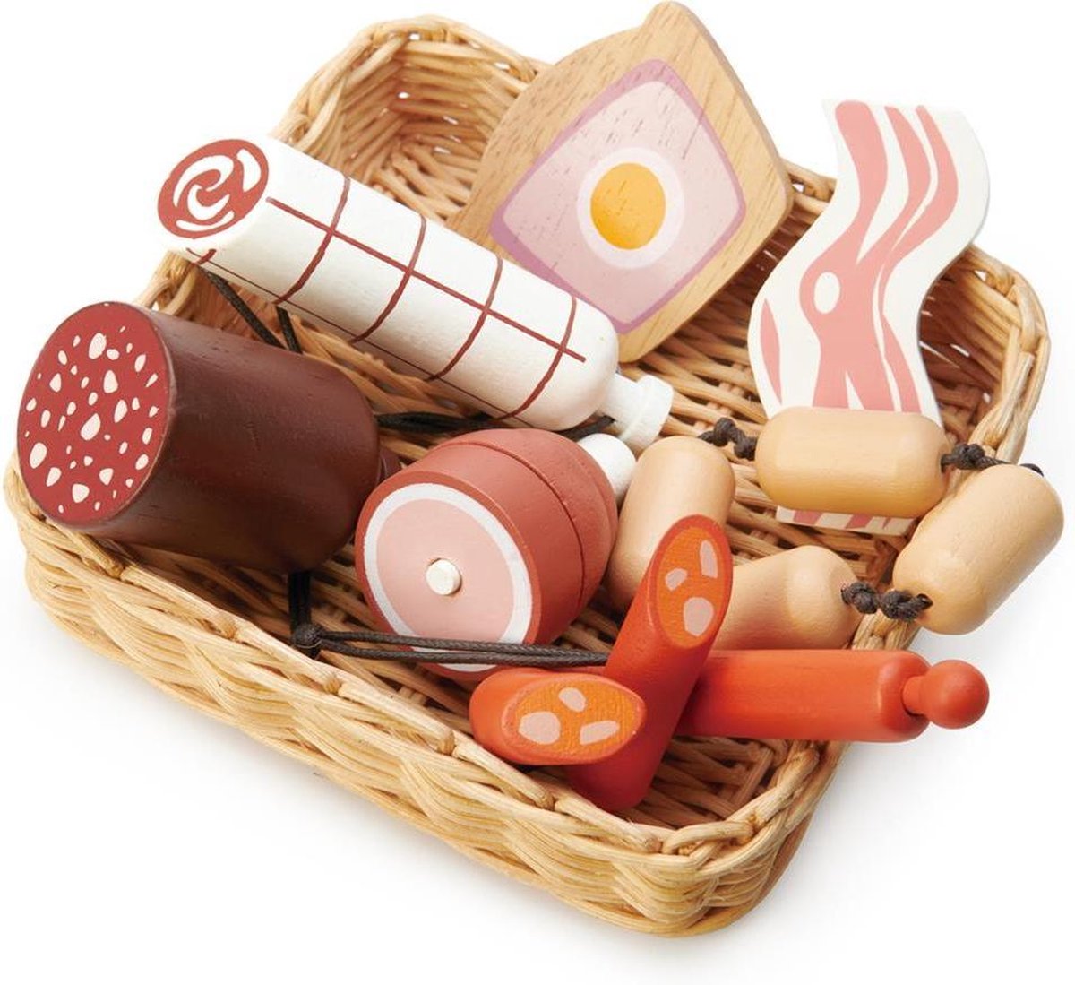 TENDER LEAF Marktdag - Mandje Met Charcuterie - 15,5X15,5X5,5Cm - Hout - 3 Jaar