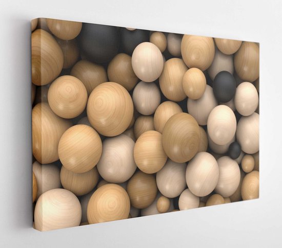 Abstract wood chaotic spheres background. 3d Render Illustration - Modern Art Canvas - Horizontal -578073631 - 50*40 Horizontal