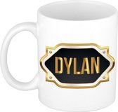 Naam cadeau mok / beker Dylan met gouden embleem 300 ml