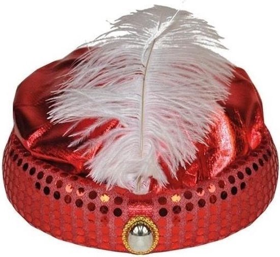 2x morceaux de turban Sultan arabe rouge avec diamant et plume - chapeau de  nuit 1001 | bol