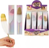 Toi-Toys Pen Met Veer Glitter Goud