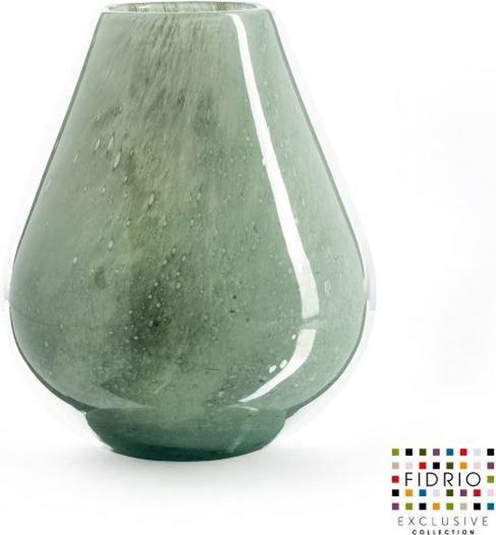 Design vaas venice - Fidrio MOSS - glas, mondgeblazen bloemenvaas - diameter 19 cm hoogte 25 cm