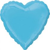 Amscan Folieballon Heart Caribbean Blue 43 Cm Blauw