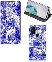 Smartphone Hoesje OnePlus Nord N10 5G Book Style Case Angel Skull Blue