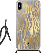 iPhone Xs Max hoesje met koord - Tijgerprint Goud