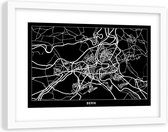 Foto in frame , Plattegrond Brno , 120x80cm , Zwart wit , wanddecoratie