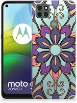 TPU Bumper Motorola Moto G9 Power Smartphone hoesje Paarse Bloem