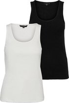 Vero Moda Top Vmjessica Sl Rib Tank Top Ga Noos 2 10247663 Snow White/black Dames Maat - XS