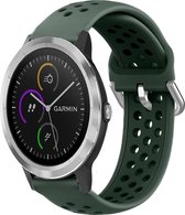 Siliconen Smartwatch bandje - Geschikt voor  Garmin Vivoactive 3 siliconen bandje met gaatjes - legergroen - Horlogeband / Polsband / Armband