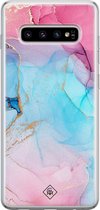 Samsung S10 hoesje siliconen - Marmer blauw roze | Samsung Galaxy S10 case | multi | TPU backcover transparant
