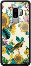 Samsung S9 Plus hoesje glass - Zonnebloemen / Bloemen | Samsung Galaxy S9+ case | Hardcase backcover zwart