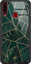 Samsung A20s hoesje glass - Abstract groen | Samsung Galaxy A20s  case | Hardcase backcover zwart