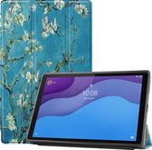 Lenovo Tab M10 Hoes - 10.1 inch - TB-X306f - Book Case met TPU cover - Witte Bloesem