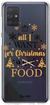 Casetastic Samsung Galaxy A71 (2020) Hoesje - Softcover Hoesje met Design - All I Want For Christmas Is Food Print