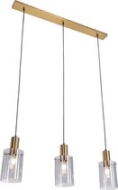 QAZQA vidra - Moderne Hanglamp eettafel voor boven de eettafel | in eetkamer - 3 lichts - L 1000 mm - Goud/messing -  Woonkamer | Slaapkamer | Keuken