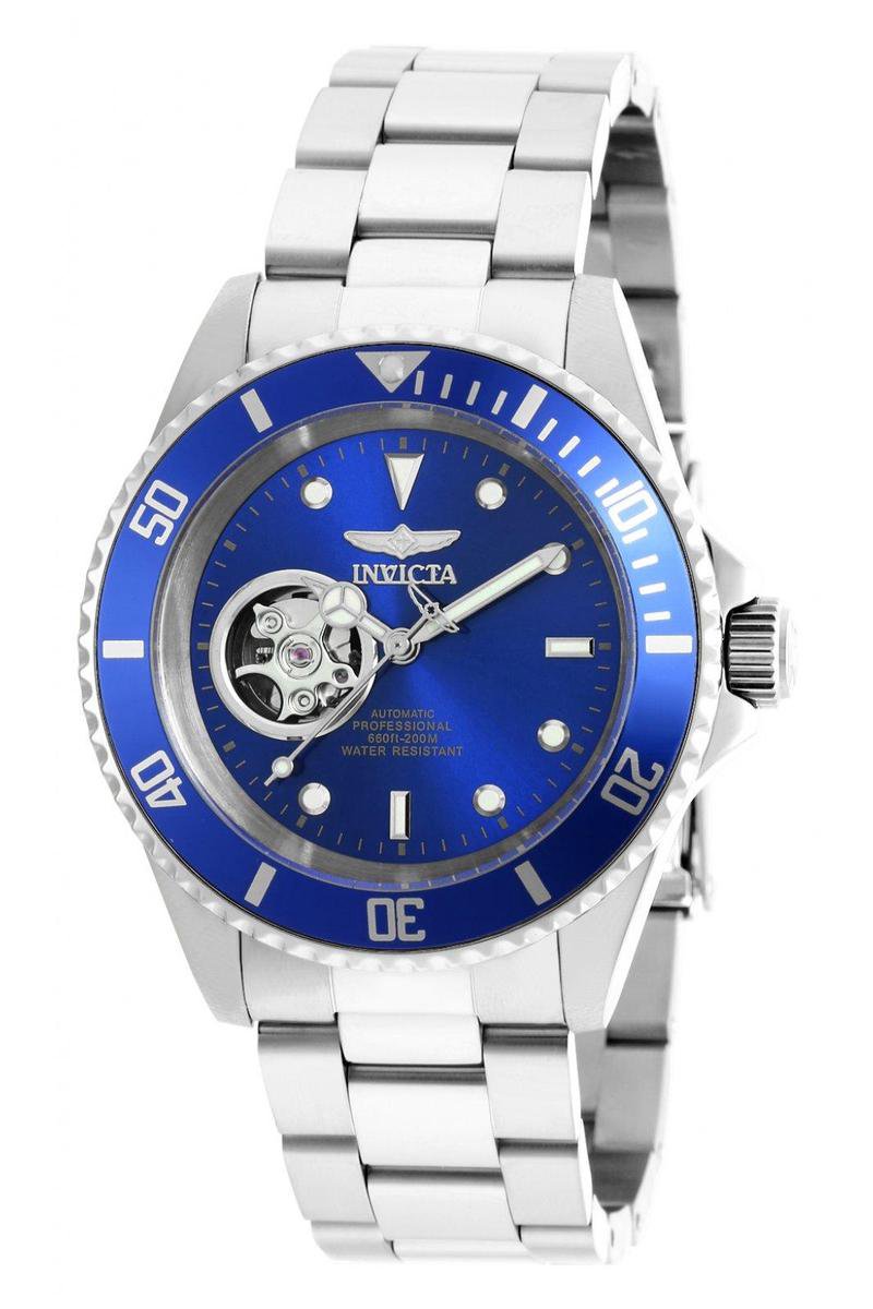 Invicta Pro Diver 20434 Heren Horloge - Waterdicht - Analoog - Automatisch Uurwerk - Roestvrij Staal met blauwe Wijzerplaat - 40mm