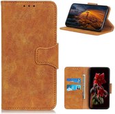 Samsung Galaxy A12 Hoesje Retro Wallet Stand Kunst Leer Lichtbruin