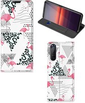 Telefoonhoesje Personaliseren Sony Xperia 5 II Bookstyle Case Flamingo Triangle