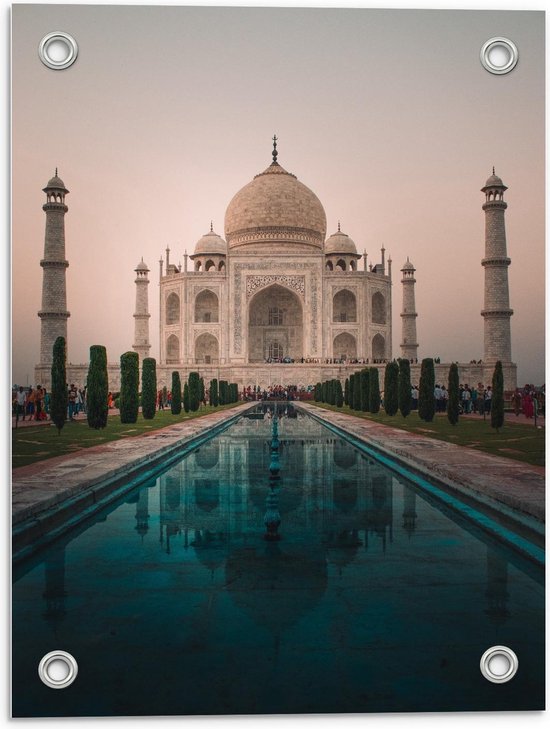 Tuinposter – Moskee Taj Mahal  - 30x40cm Foto op Tuinposter  (wanddecoratie voor buiten en binnen)