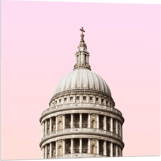 Acrylglas - St Paul's Cathedral met Roze Achtergrond - 80x80cm Foto op Acrylglas (Wanddecoratie op Acrylglas)