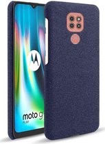 Motorola Moto G9 Play Stof Hard Back Cover Blauw