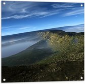 Tuinposter – Zonnig Berglandschap  - 80x80cm Foto op Tuinposter  (wanddecoratie voor buiten en binnen)