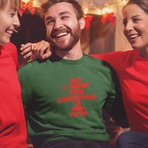 Foute Kersttrui Groen - All I Want For Christmas Is Food - Maat XL - Kerstkleding voor dames & heren