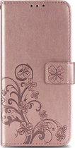 Klavertje Bloemen Booktype Sony Xperia 1 II hoesje - Rosé Goud