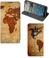 Wallet Bookcase Nokia 2.4 Telefoonhoesje Wereldkaart