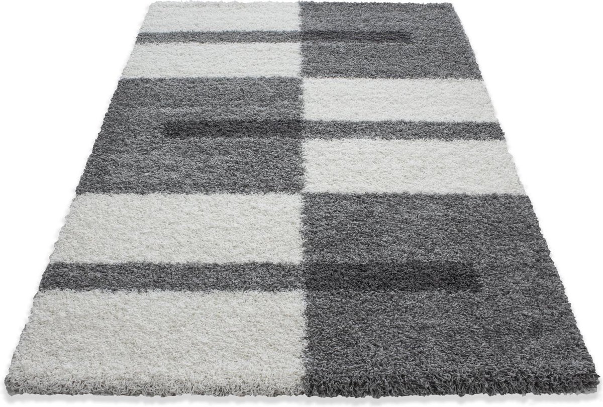 Extra hoogpolig en modern vloerkleed Gala - lichtgrijs - 120x170 cm