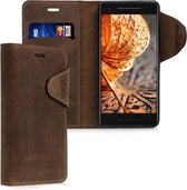 kalibri telefoonhoesje voor Google Pixel 2 - Hoesje met pasjeshouder en standaard - bruin - Wallet case