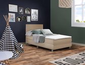 Kinderboxspring Jongens/Meisjes - Inclusief luxe pocketveringmatras - Creme - 120x200 cm