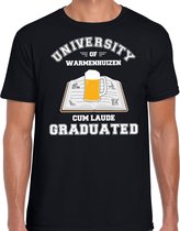 Carnaval t-shirt zwart university of Warmenhuizen voor heren - geslaagd / afstudeer cadeau verkleed shirt S