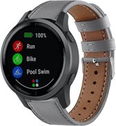 Leer Smartwatch bandje - Geschikt voor  Garmin Vivoactive 4 bandje leer - 45mm - grijs - Horlogeband / Polsband / Armband