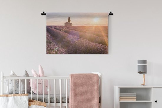 Tapisserie De lavande - Lever de soleil sur un champ de lavande Tapisserie coton 90x60 cm - Tapisserie avec photo