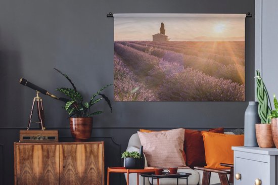 Tapisserie De lavande - Lever de soleil sur un champ de lavande Tapisserie coton 120x80 cm - Tapisserie avec photo