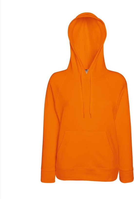 Oranje hoodie / sweater met capuchon - dames - raglan - basics - hooded sweatshirts - Koningsdag / EK en WK supporter L (40) - Fruit of the Loom