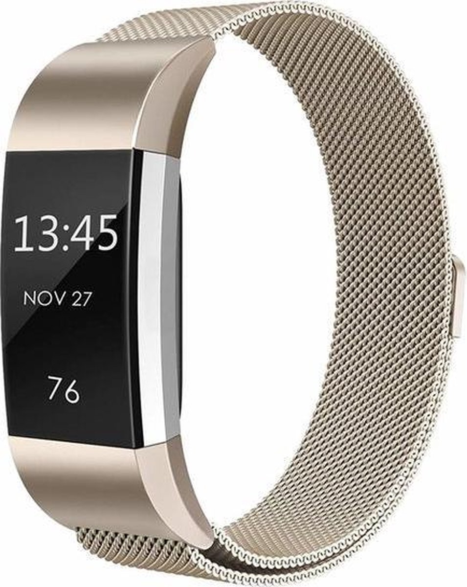 Geschikt voor Fitbit Charge 2 milanese bandje (Small) - Vintage goud - Fitbit charge bandjes