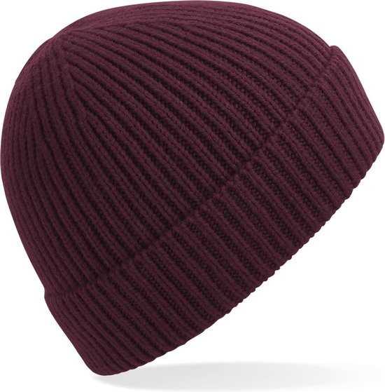 Gebreide Ribbed Beanie wintermuts in het bordeaux rood voor volwassenen - Damesmutsen / herenmutsen - 97% polyacryl en Elastaan