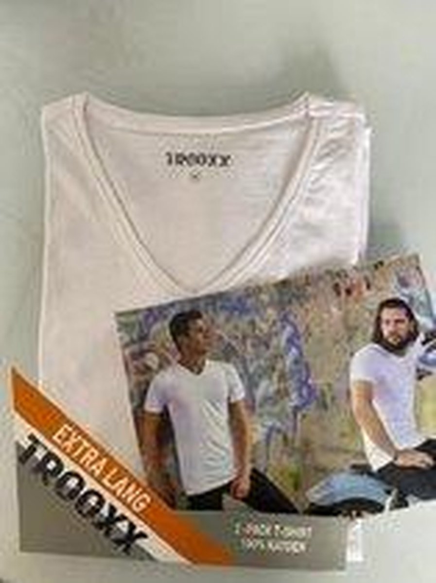 Trooxx T-shirt 2-Pack Extra Long - V- Neck - White - S