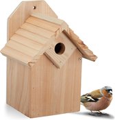 Relaxdays vogelhuisje hangend - nestkastje hout - vogelhuis pimpelmees - tuindecoratie