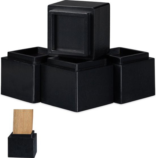 Relaxdays meubelverhoger 8.5 cm - stoelverhoger - pootverlening - 4 stuks - tafelverhoger - zwart