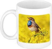 Dieren foto mok blauwborst vogel - vogels beker wit 300 ml